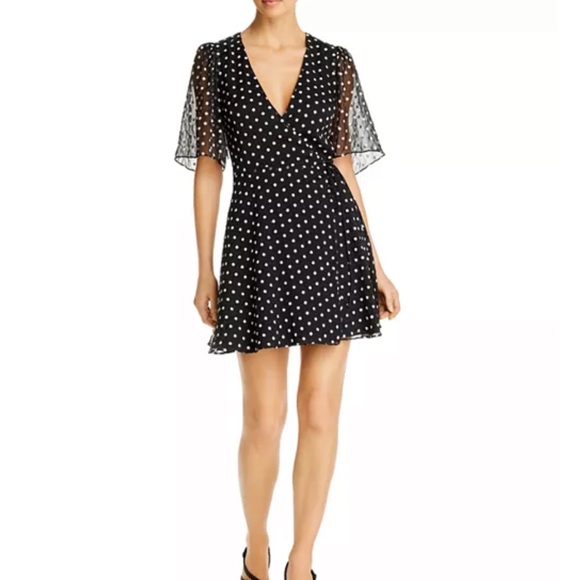 Alice + Olivia Dresses & Skirts - ALICE + OLIVIA Sandra Embroidered Floral Wrap Dress in Black White